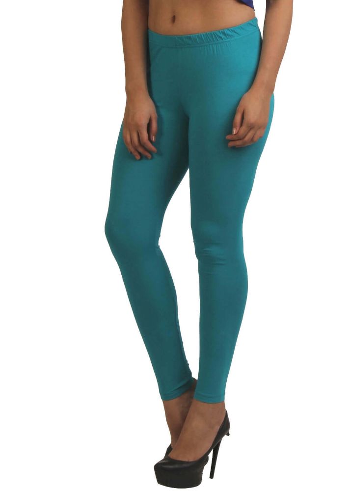 Picture of Frenchtrendz Cotton Spandex Turq Ankle Leggings