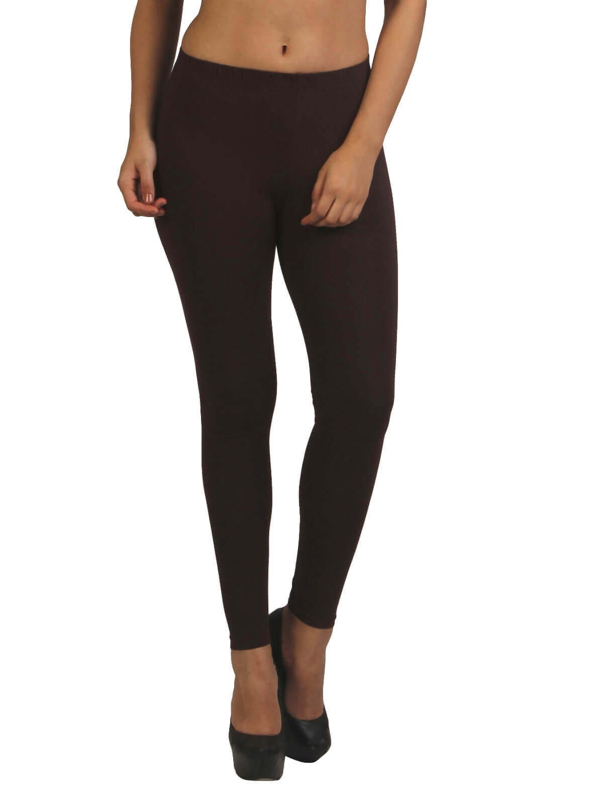 Frenchtrendz Cotton Spandex Chocolate Ankle Leggings