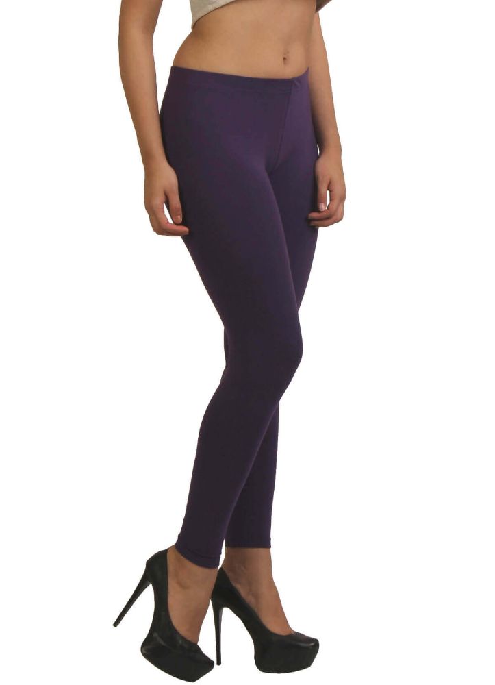 Picture of Frenchtrendz Cotton Spandex Purple Ankle Leggings