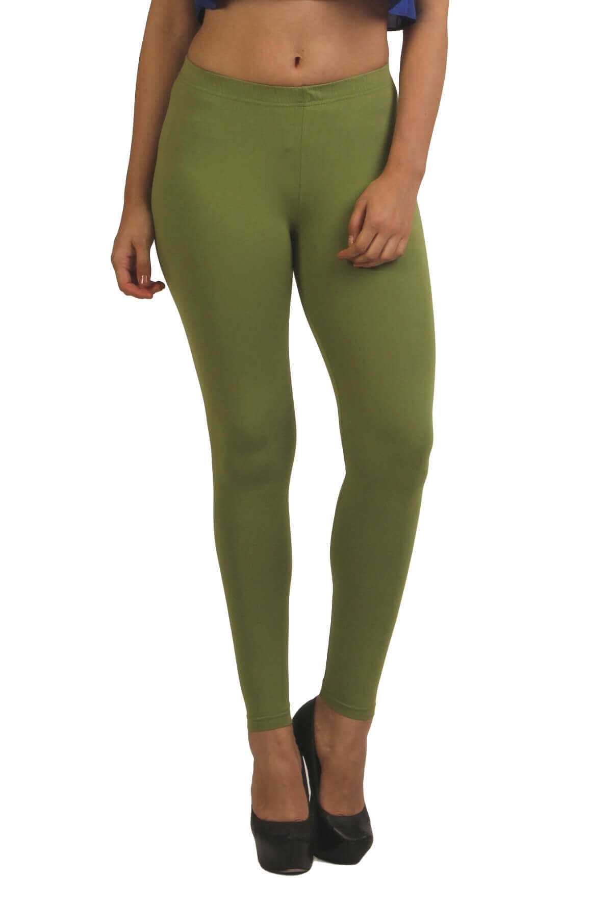 Buy Go Colors Women Olive Green Churidar Leggings - Leggings for Women  816070 | Myntra