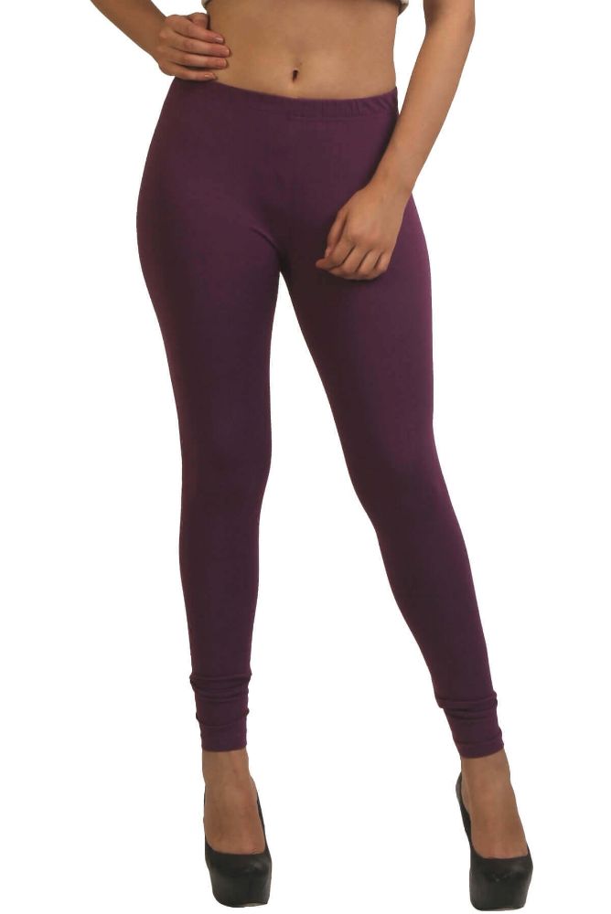 Picture of Frenchtrendz Cotton Spandex Dark Purple Ankle Leggings