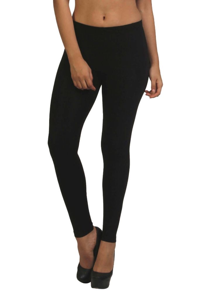 Picture of Frenchtrendz Cotton Spandex Black Ankle Leggings