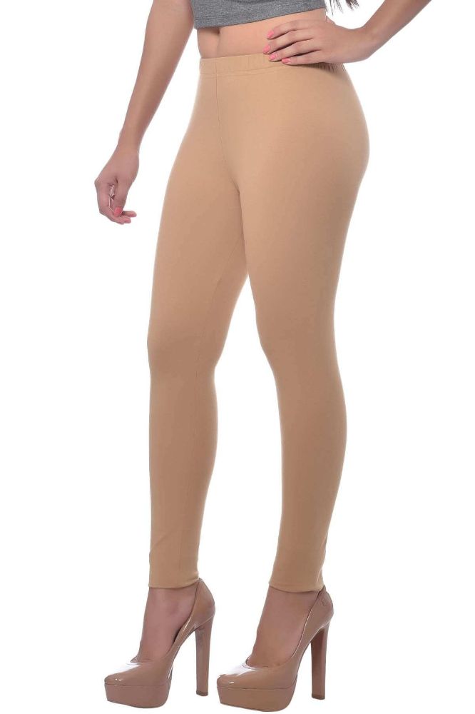 Picture of Frenchtrendz Cotton Spandex Beige Ankle Leggings