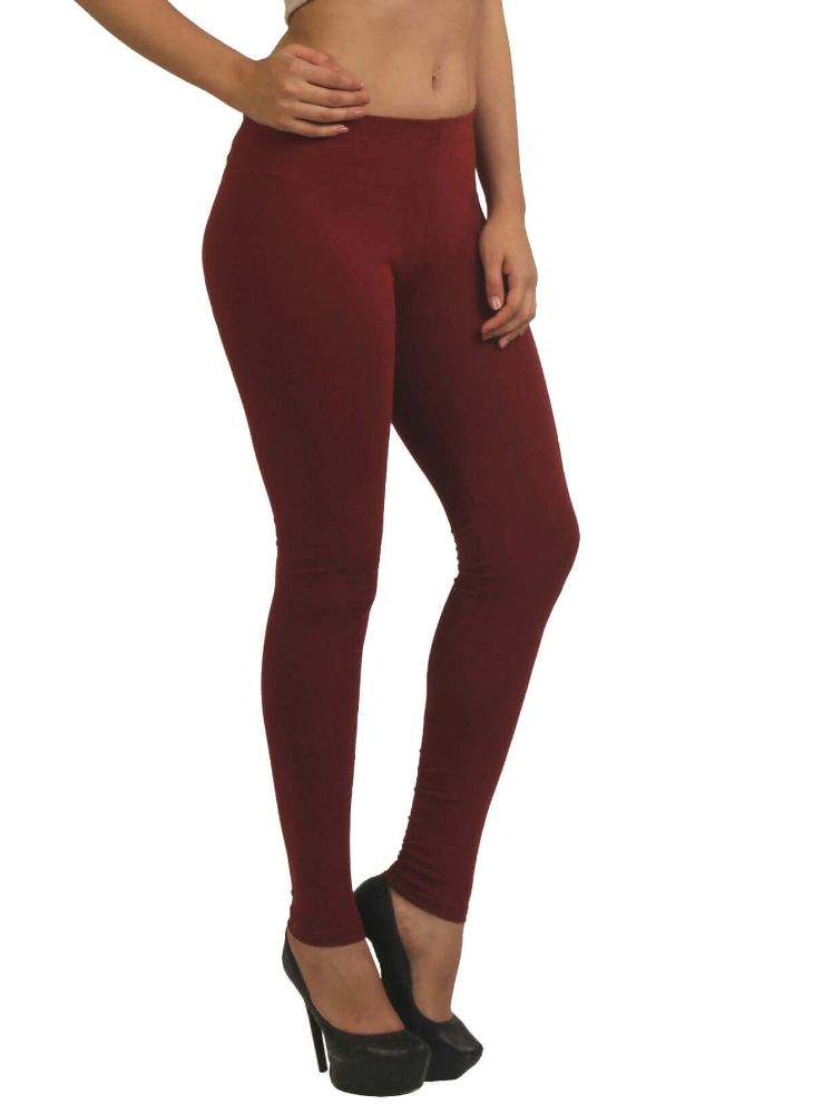 Picture of Frenchtrendz Cotton Spandex Plum Ankle Leggings