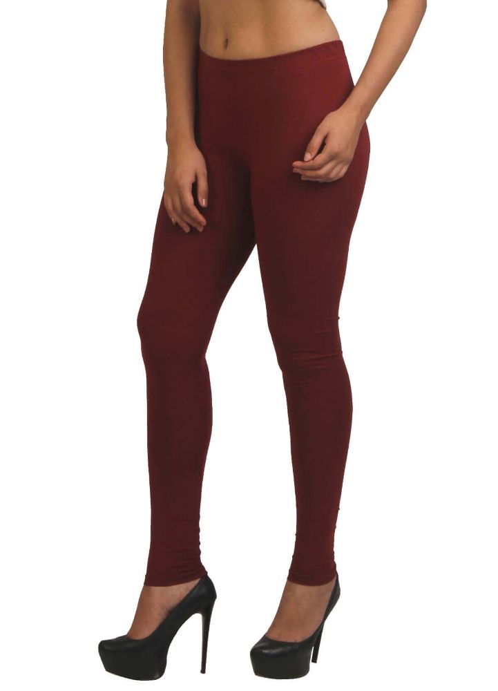 Picture of Frenchtrendz Cotton Spandex Plum Ankle Leggings