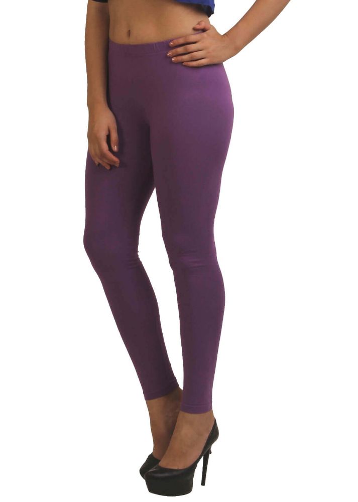 Picture of Frenchtrendz Cotton Spandex Light Purple Ankle Leggings