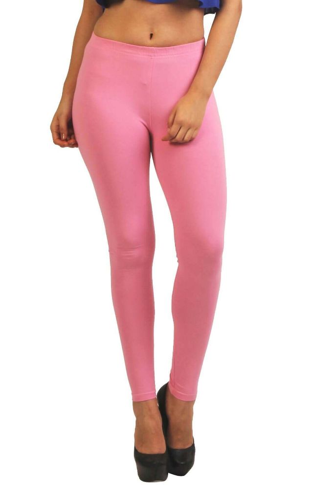 Picture of Frenchtrendz Cotton Spandex Baby Pink Ankle Leggings