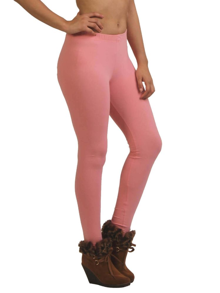 Picture of Frenchtrendz Cotton Spandex Light Pink Ankle Leggings