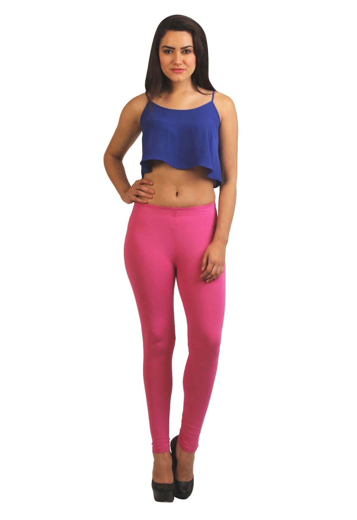 Frenchtrendz  Buy Frenchtrendz Cotton Spandex Dark Pink Ankle Leggings  Online India