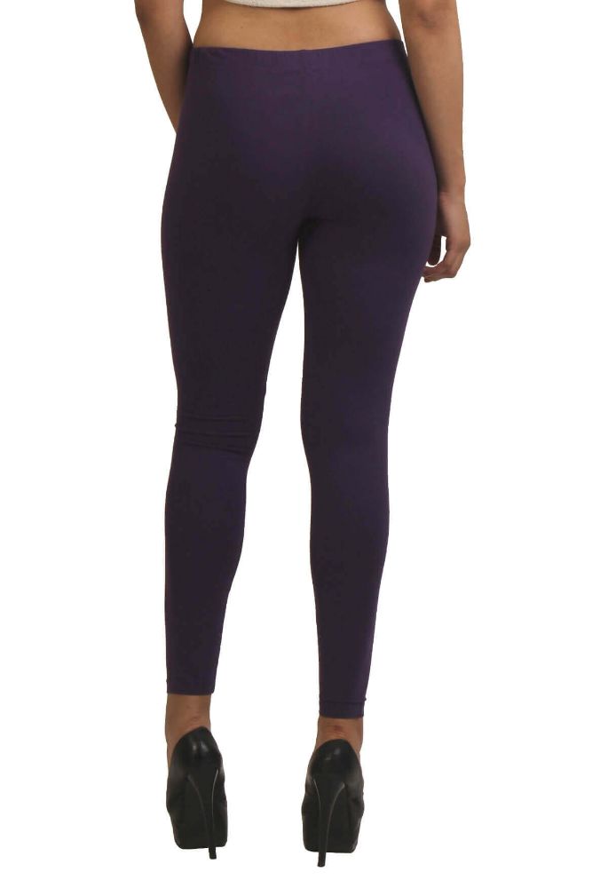 Picture of Frenchtrendz Cotton Spandex Purple Ankle Leggings
