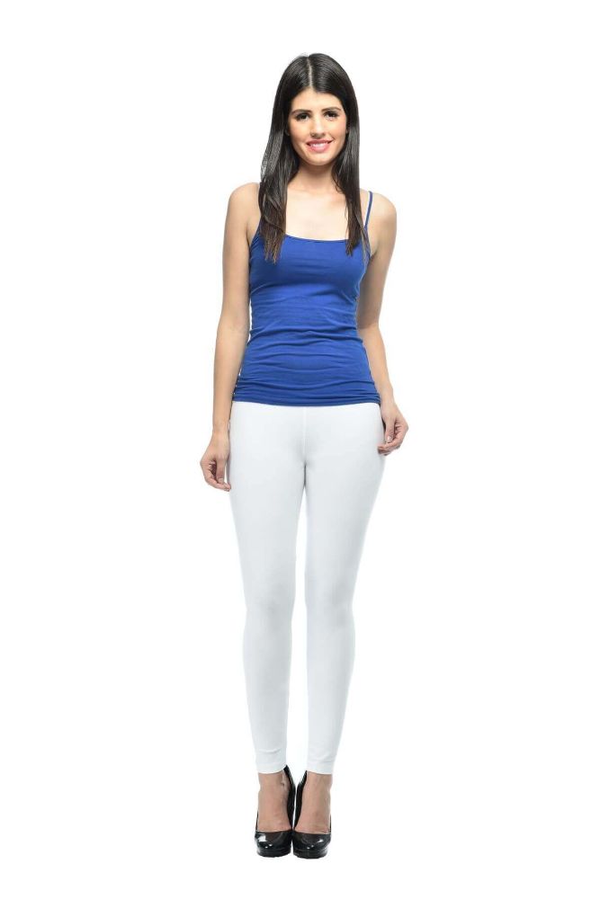 Picture of Frenchtrendz Cotton Spandex White Ankle Leggings