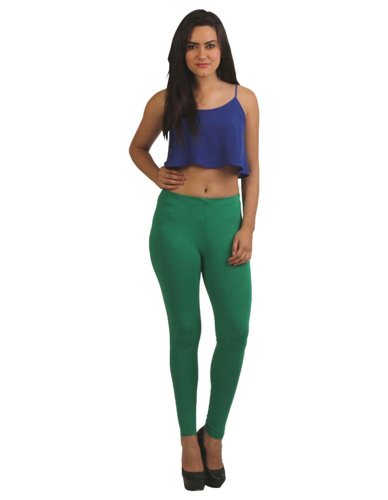 Picture of Frenchtrendz Cotton Spandex Green Ankle Leggings