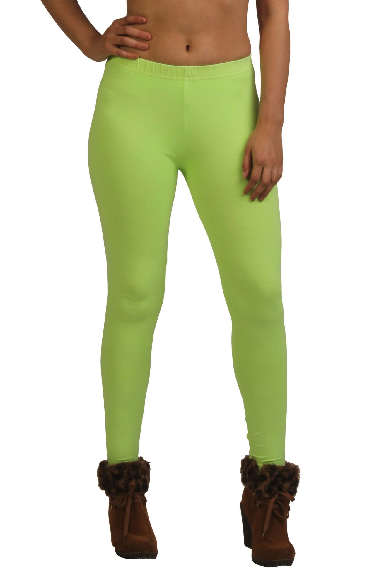 Frenchtrendz  Buy Frenchtrendz Cotton Spandex Neon Green Ankle Leggings  Online India
