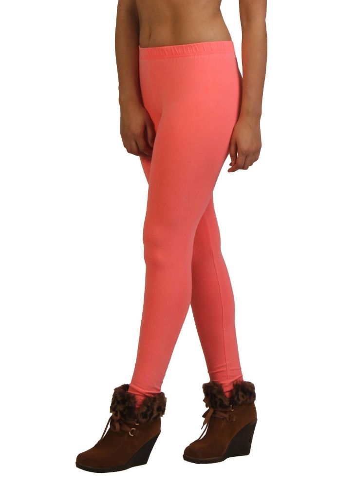 Picture of Frenchtrendz Cotton Spandex Neon Coral Ankle Leggings