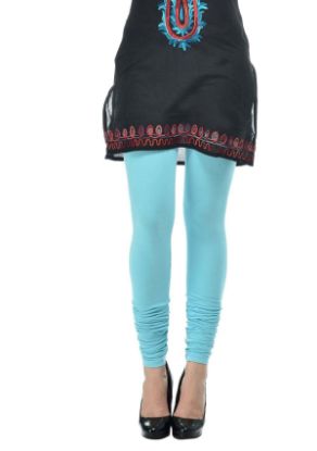 Picture of Frenchtrendz Cotton Spandex Sky Blue Churidar Leggings