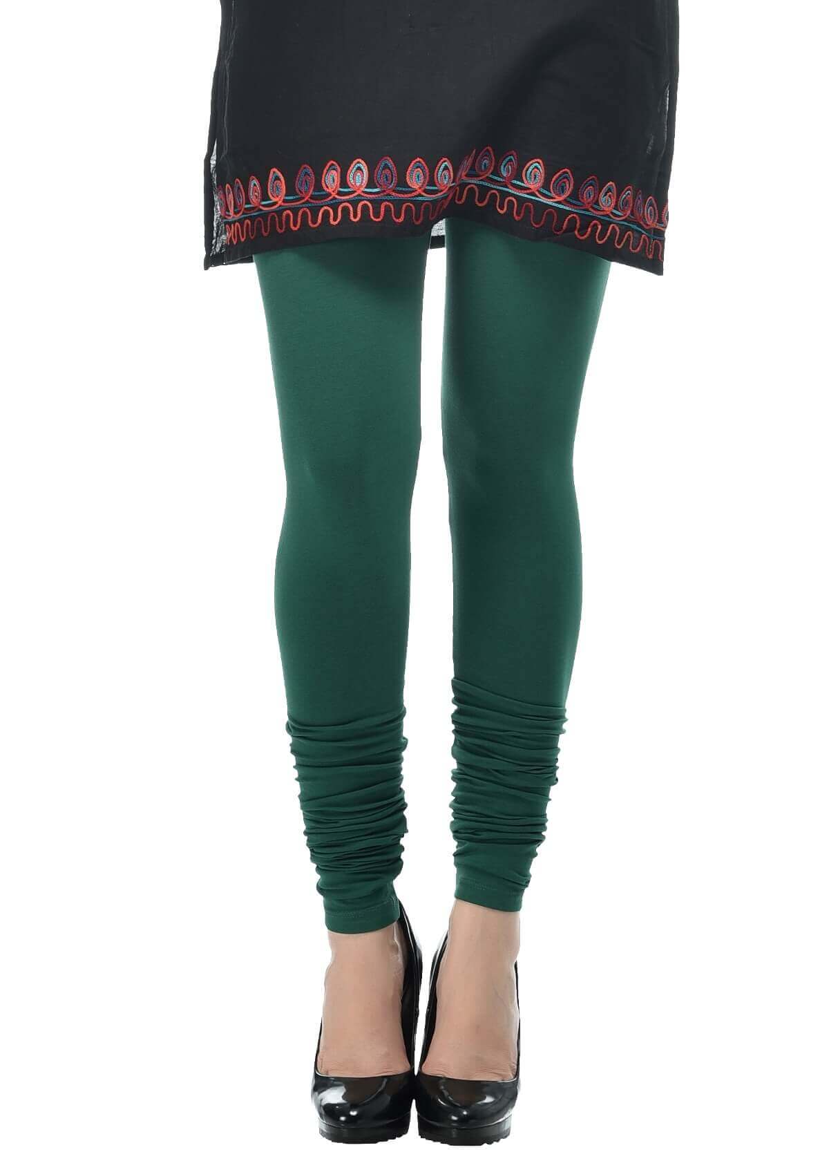  Women Cotton Lycra Plus Size Churidar Green Leggings / Ravishing