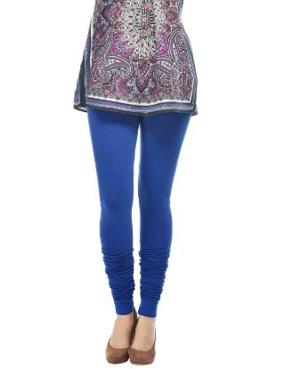 Picture of Frenchtrendz Cotton Spandex Ink Blue Churidar Leggings