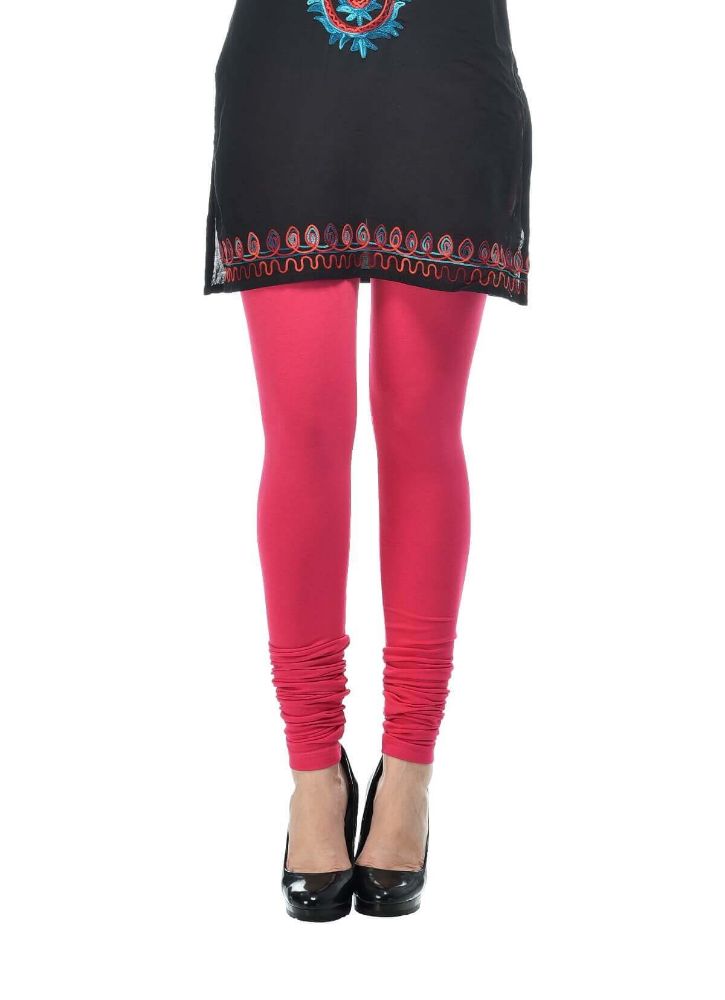 Picture of Frenchtrendz Cotton Spandex Swe Pink Churidar Leggings