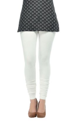 Picture of Frenchtrendz Cotton Spandex Ivory Churidar Leggings