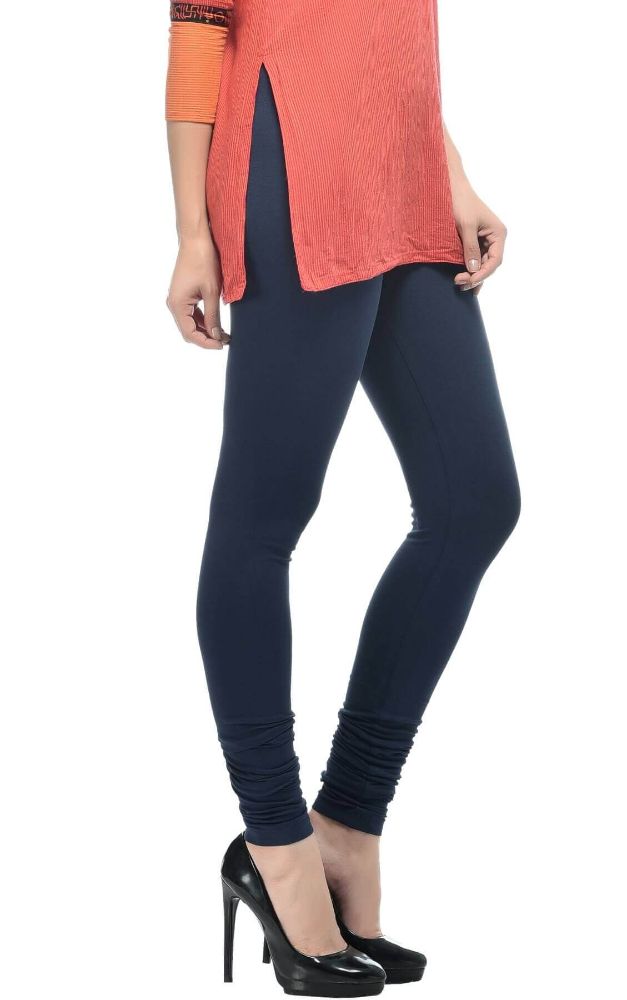 Picture of Frenchtrendz Cotton Spandex Navy Churidar Leggings