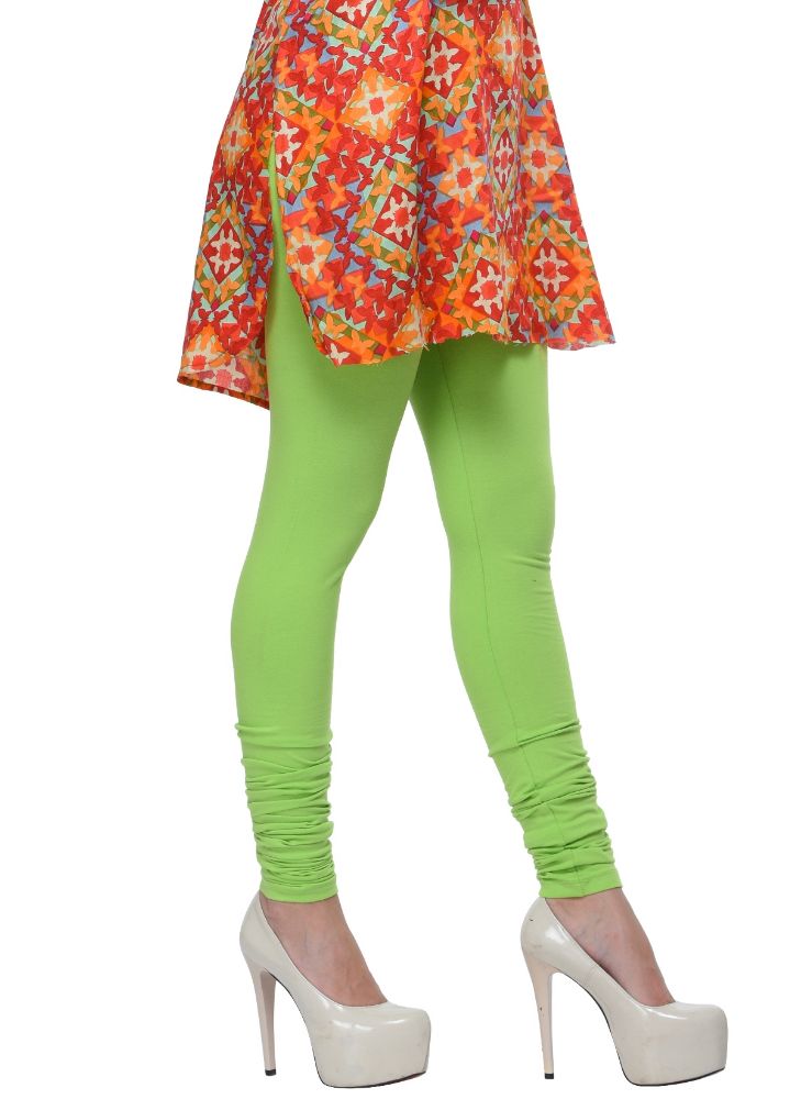 Picture of Frenchtrendz Cotton Spandex Lime Green Churidar Leggings