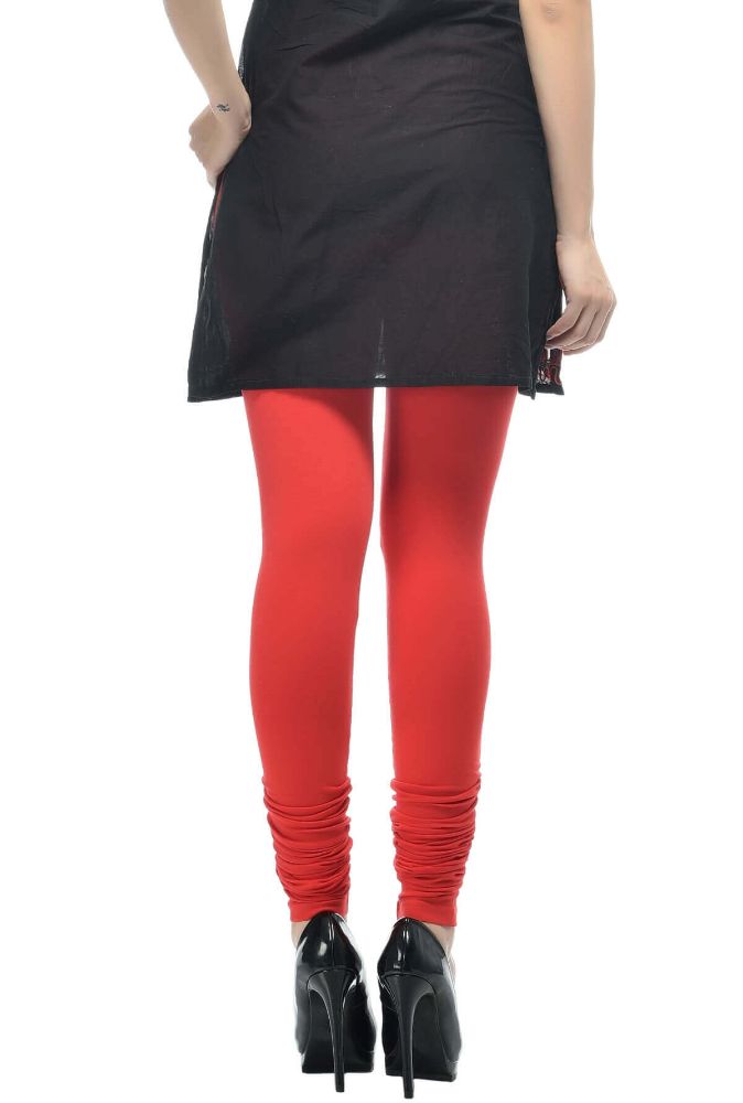 Picture of Frenchtrendz Cotton Spandex Red Churidar Leggings