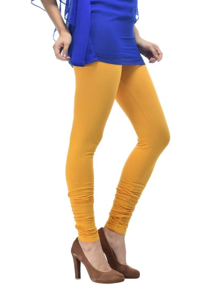 Picture of Frenchtrendz Cotton Spandex Mustard Churidar Leggings