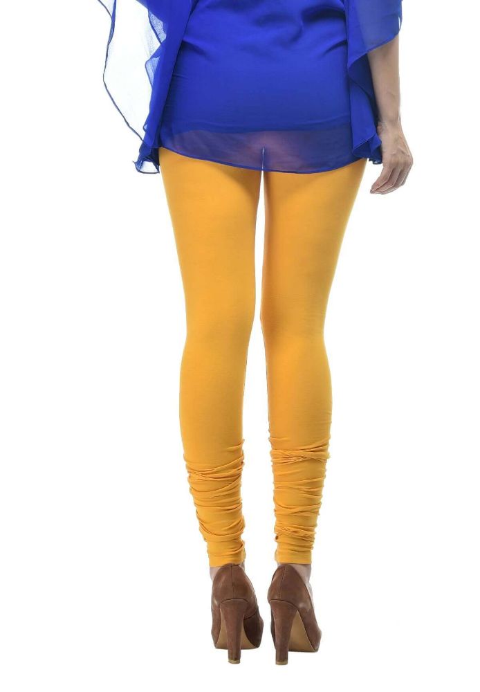 Picture of Frenchtrendz Cotton Spandex Mustard Churidar Leggings