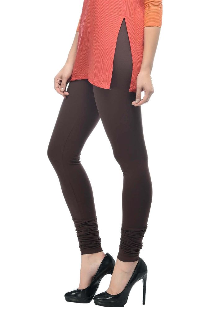 Picture of Frenchtrendz Cotton Spandex Chocolate Churidar Leggings