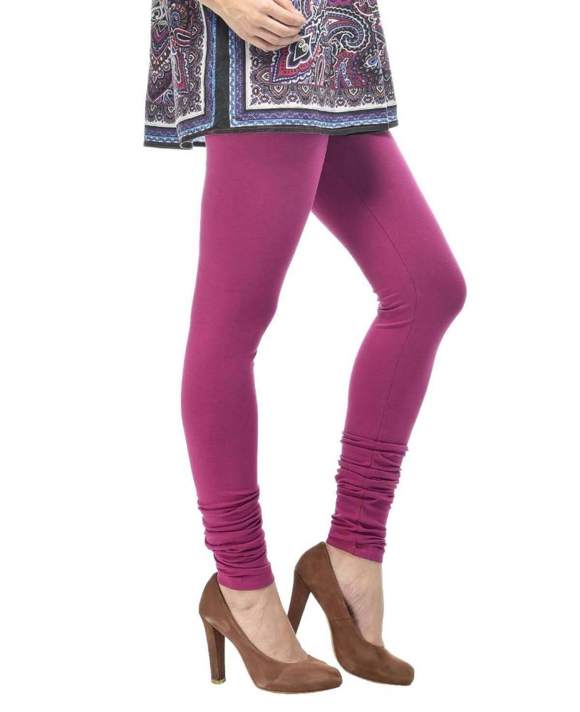 Picture of Frenchtrendz Cotton Spandex violet Churidar Leggings