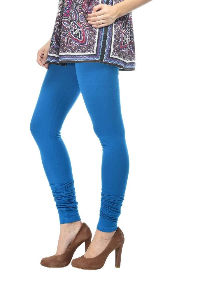 Picture of Frenchtrendz Cotton Spandex Royal Blue Churidar Leggings