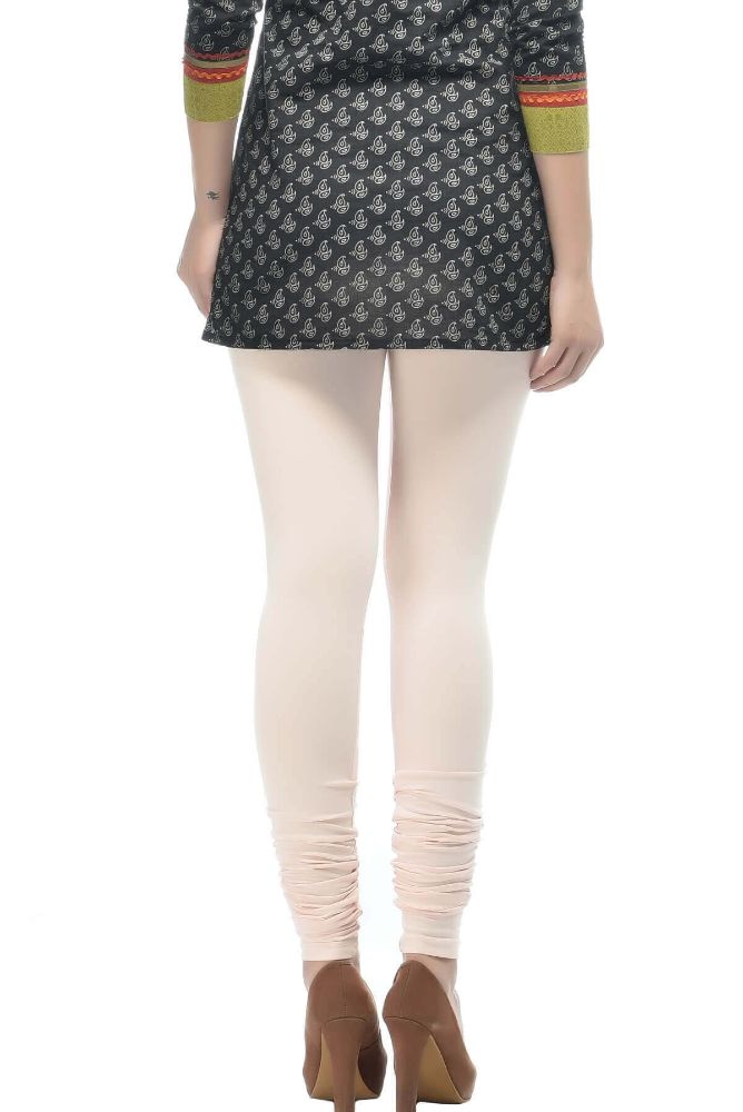 Picture of Frenchtrendz Cotton Spandex Peach Churidar Leggings