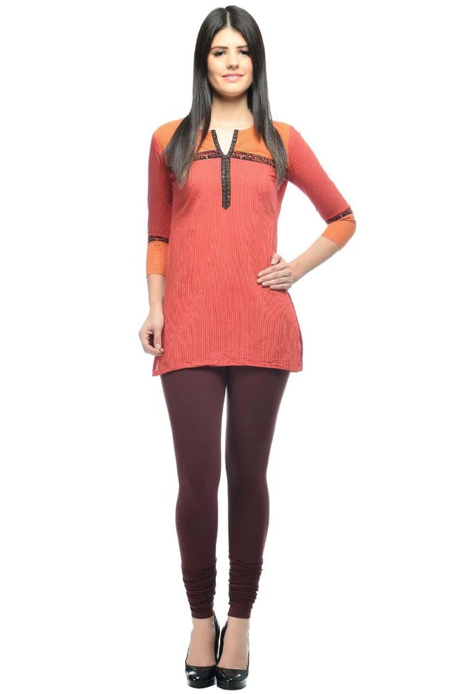 Picture of Frenchtrendz Cotton Spandex Choco Churidar Leggings