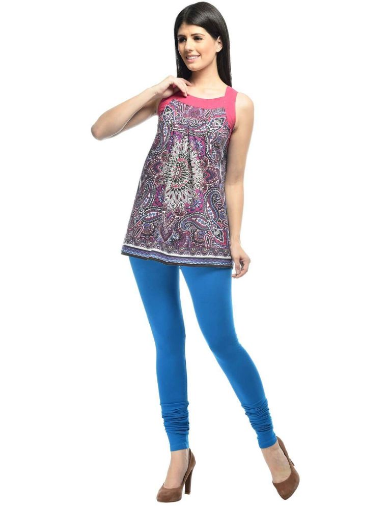 Picture of Frenchtrendz Cotton Spandex Royal Blue Churidar Leggings