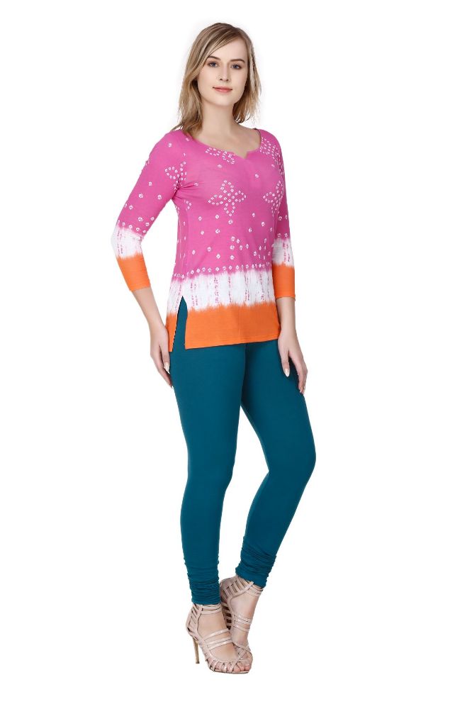 Picture of Frenchtrendz Cotton Spandex Teal Churidar Leggings
