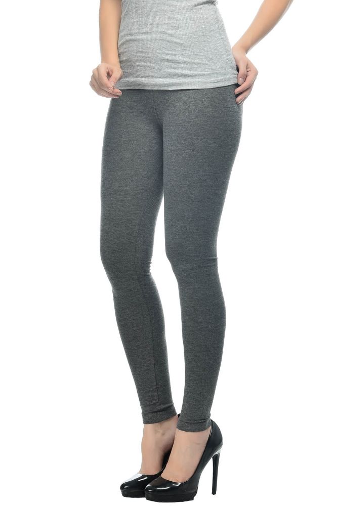 Picture of Frenchtrendz Cotton Melange Spandex Charcoal Ankle Leggings