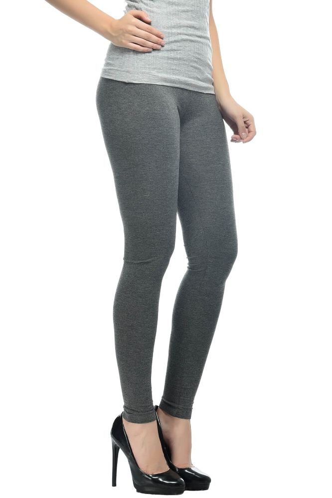 Picture of Frenchtrendz Cotton Melange Spandex Charcoal Ankle Leggings