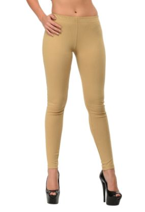 Picture of Frenchtrendz Cotton Modal Spandex Dark Beige Solid Look Jeggings