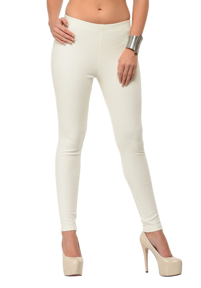 Picture of Frenchtrendz Cotton Modal Spandex Ivory Solid  Jegging