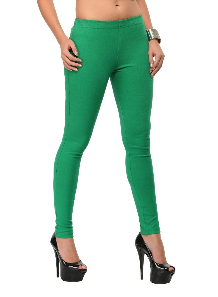 Picture of Frenchtrendz Cotton Modal Spandex Green Solid Jegging