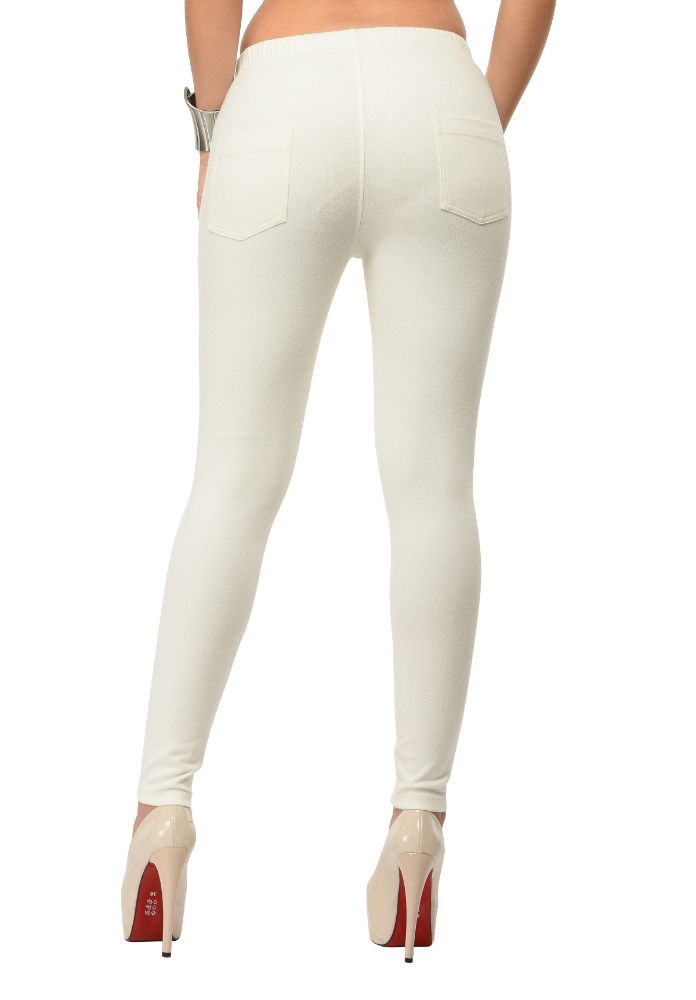 Picture of Frenchtrendz Cotton Modal Spandex Ivory Solid  Jegging
