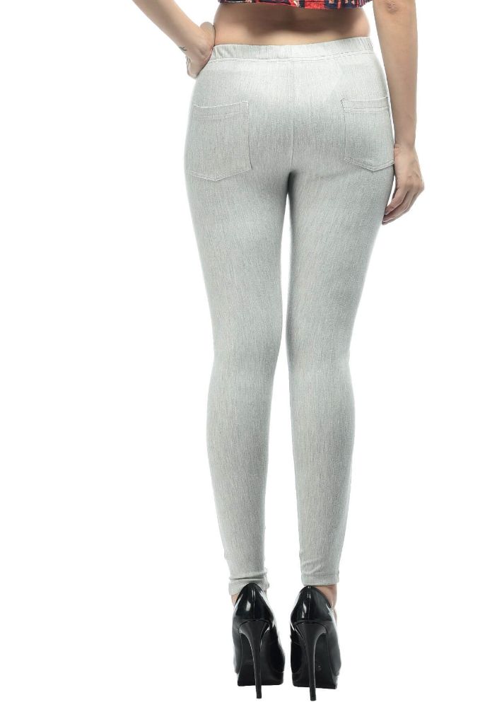 Picture of Frenchtrendz Cotton Modal Spandex Grey Solid Look Jeggings
