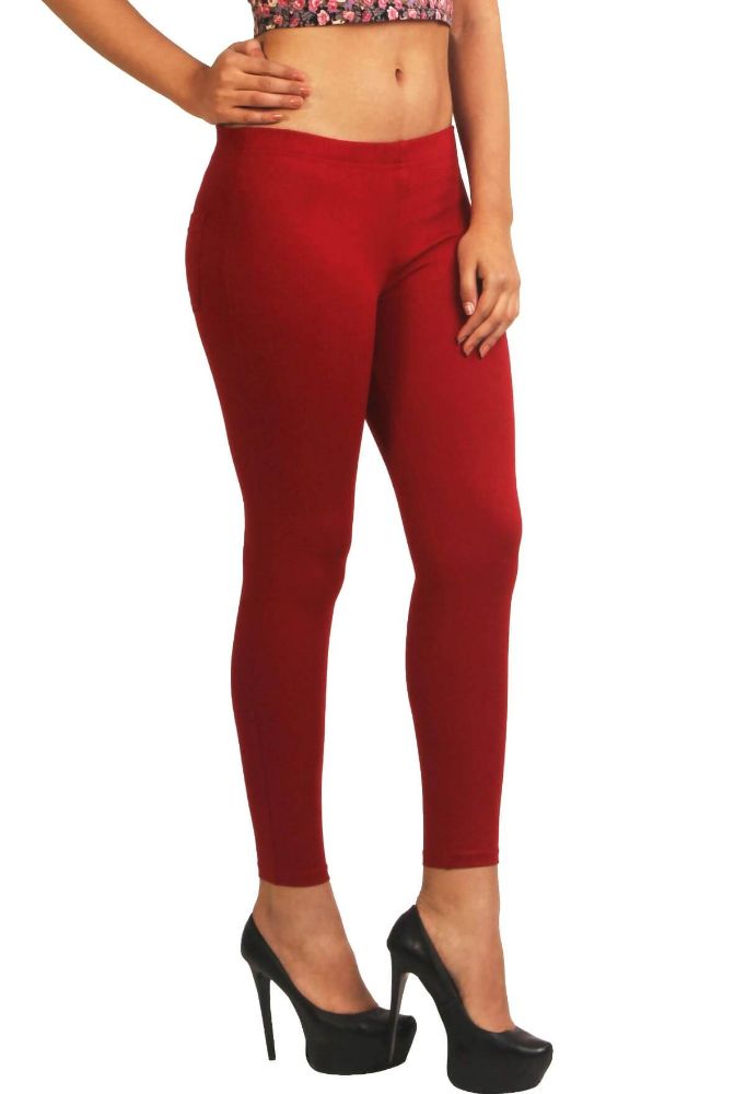 Picture of Frenchtrendz Cotton modal Spandex Maroon Jeggings