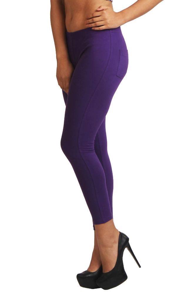 Picture of Frenchtrendz Cotton modal Spandex Purple Jeggings