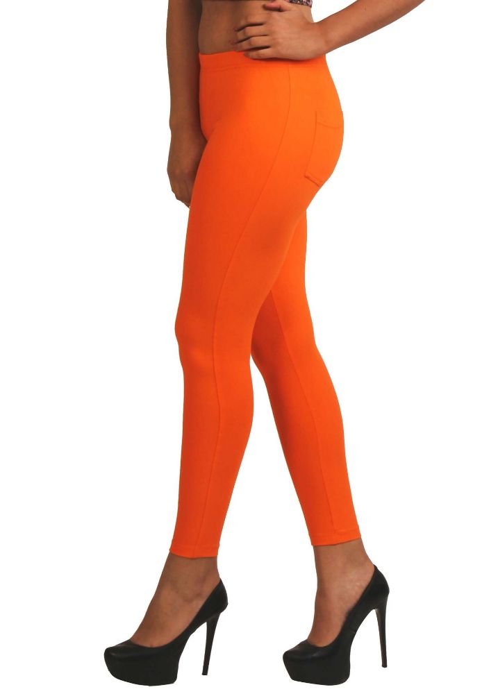 Picture of Frenchtrendz Cotton modal Spandex Orange Jeggings