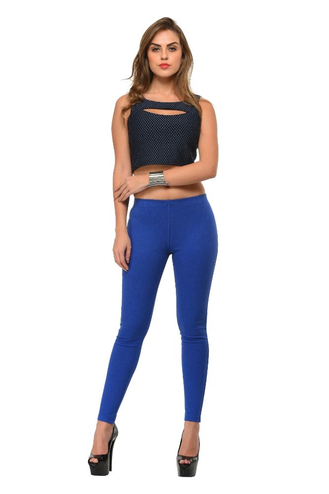 Picture of Frenchtrendz Cotton Modal Spandex Royal Blue Solid Jegging