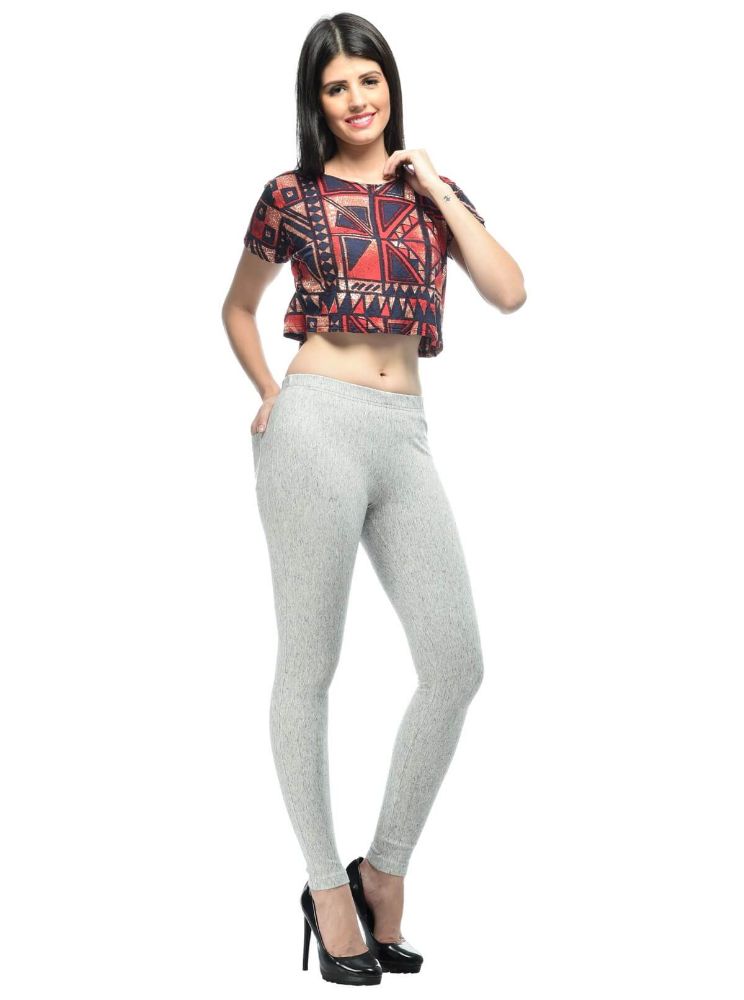 Picture of Frenchtrendz Cotton Modal Spandex Black Neps Solid Look Jeggings