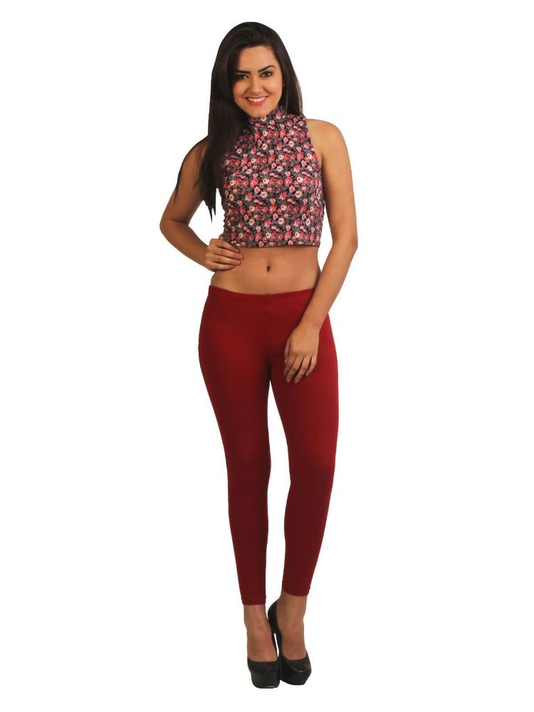 Picture of Frenchtrendz Cotton modal Spandex Maroon Jeggings