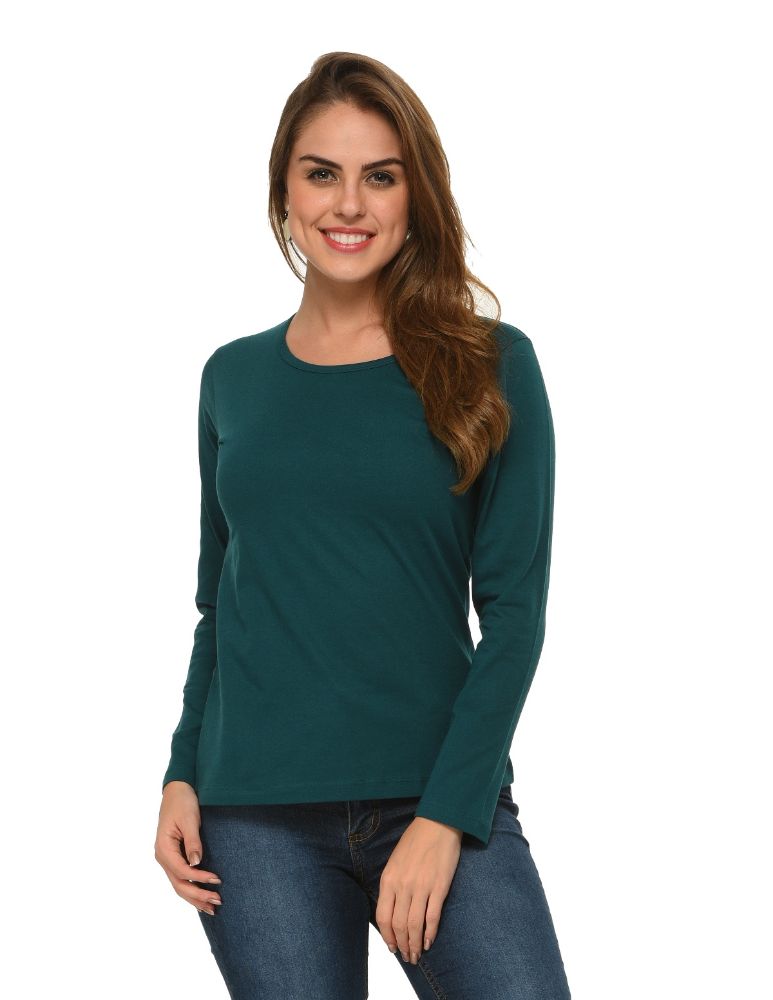 Picture of Frenchtrendz 100% Cotton Teal Solid Everyday Basic Top