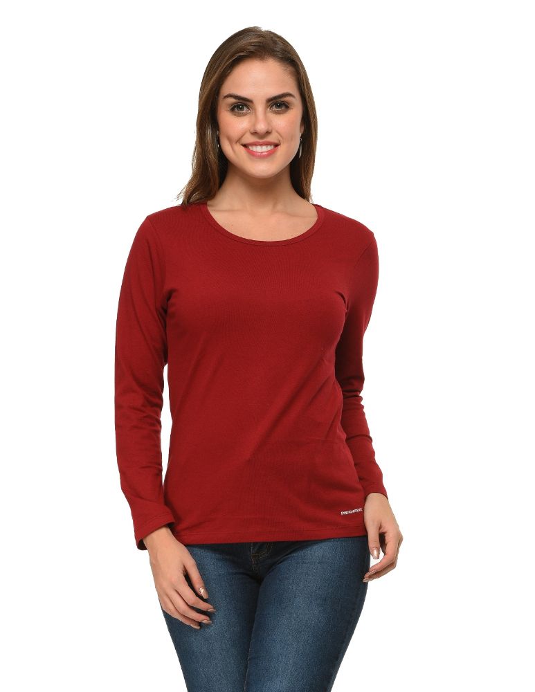 Picture of Frenchtrendz 100% Cotton Dark Maroon Solid Everyday Basic Top